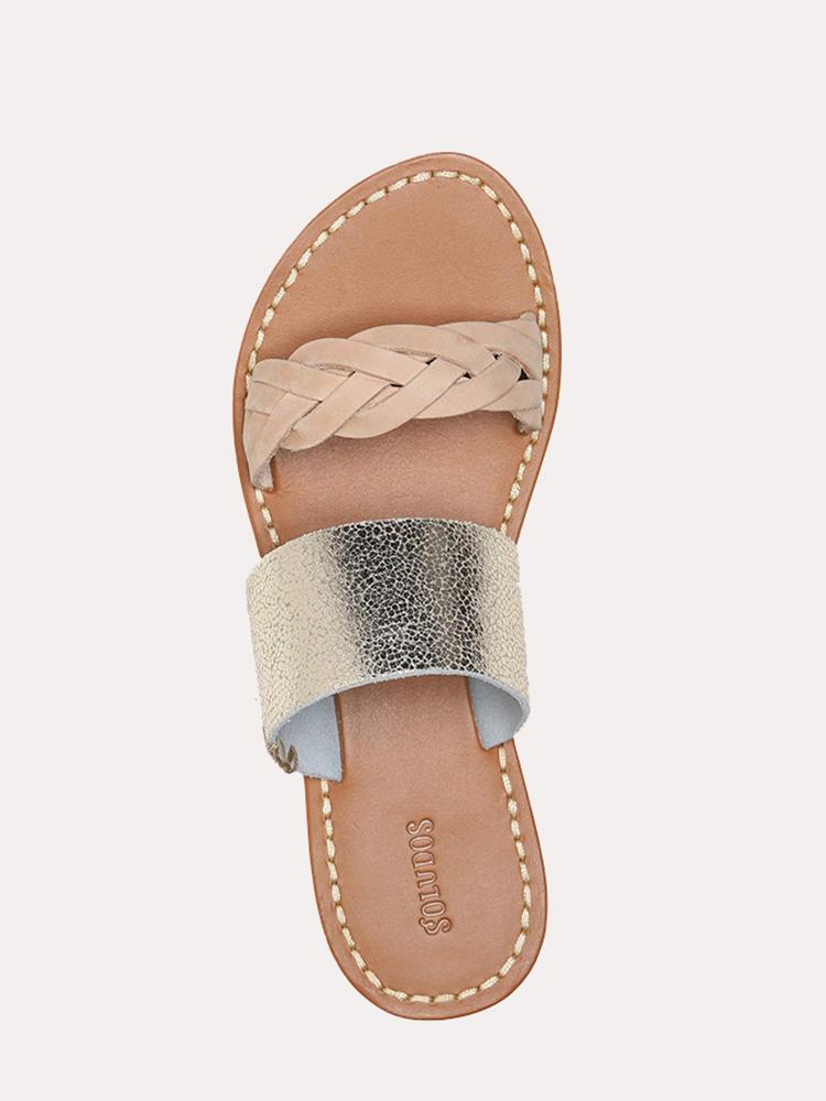 Soludos Metallic Braided Slide Sandals