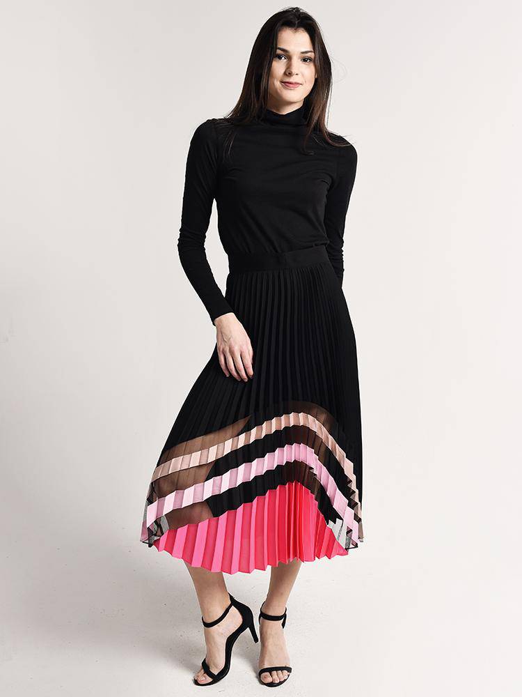 Milly Insert Pleated Maxi Skirt