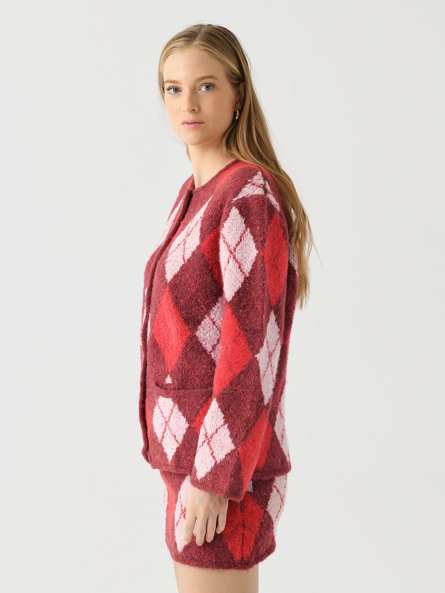 Kitri Women's Pandora Argyle Knit Cardigan