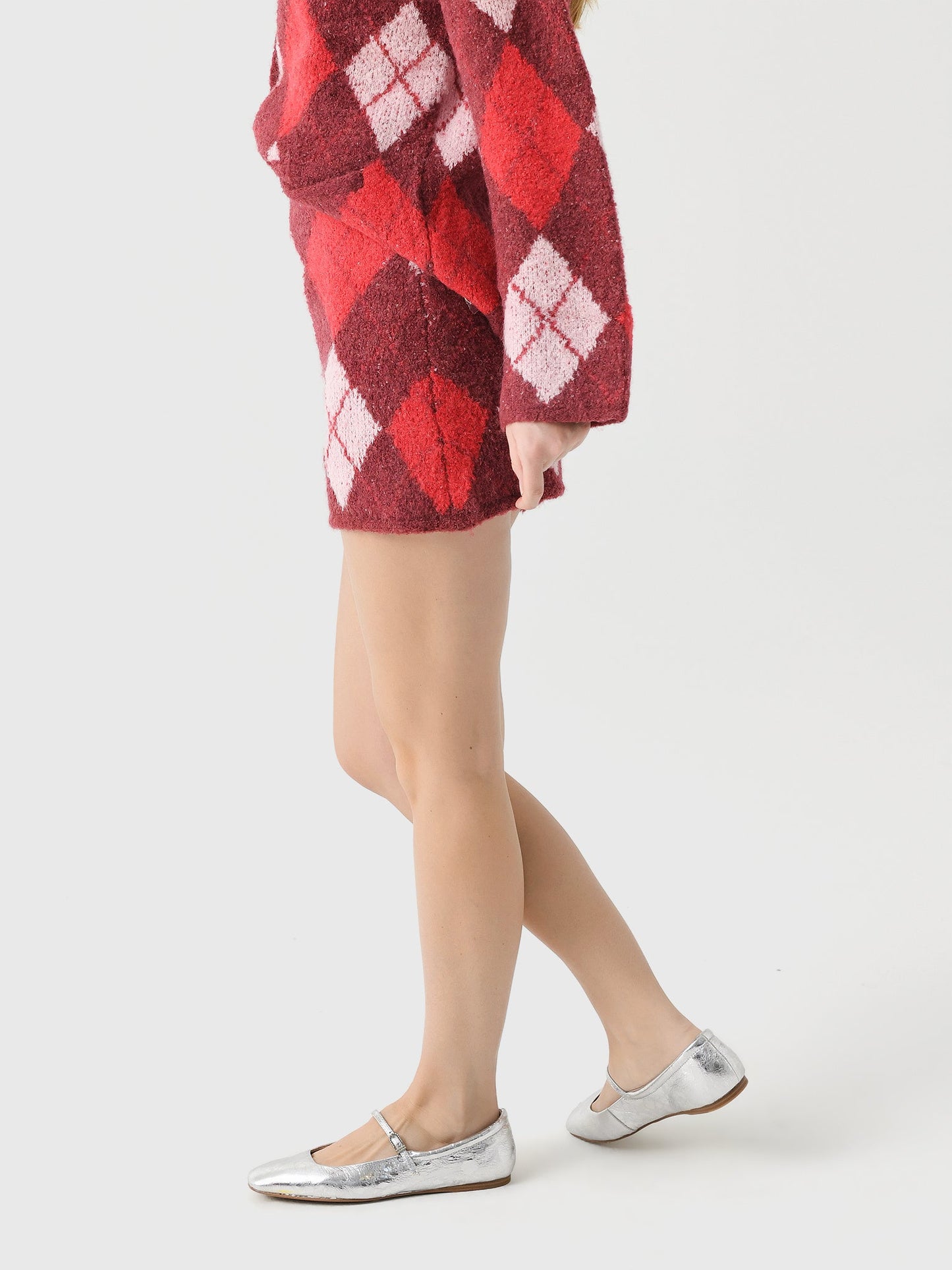 Kitri Women's Susan Argyle Knit Mini Skirt