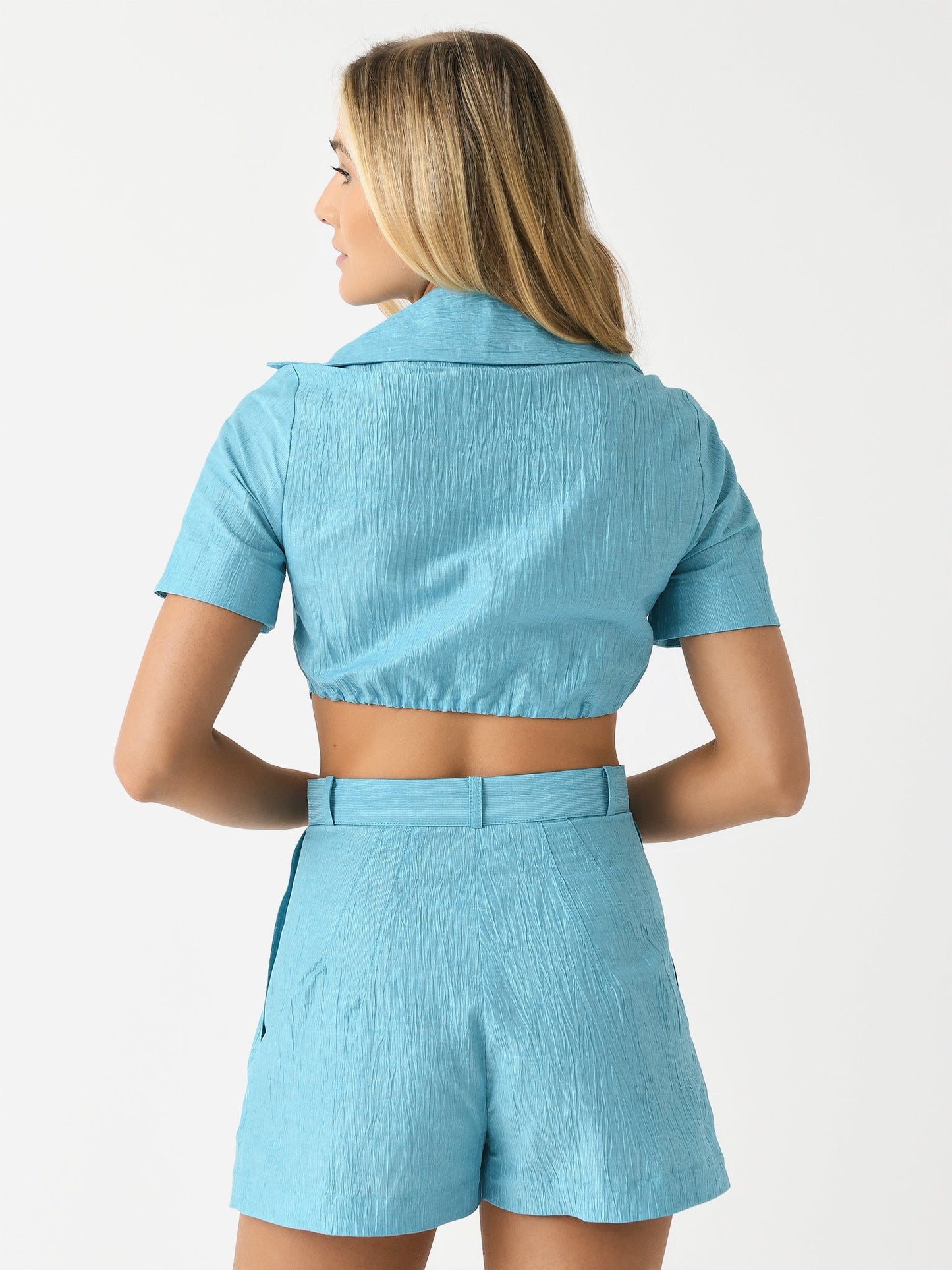 Matthew Bruch Women's Cropped Collared Twist Top