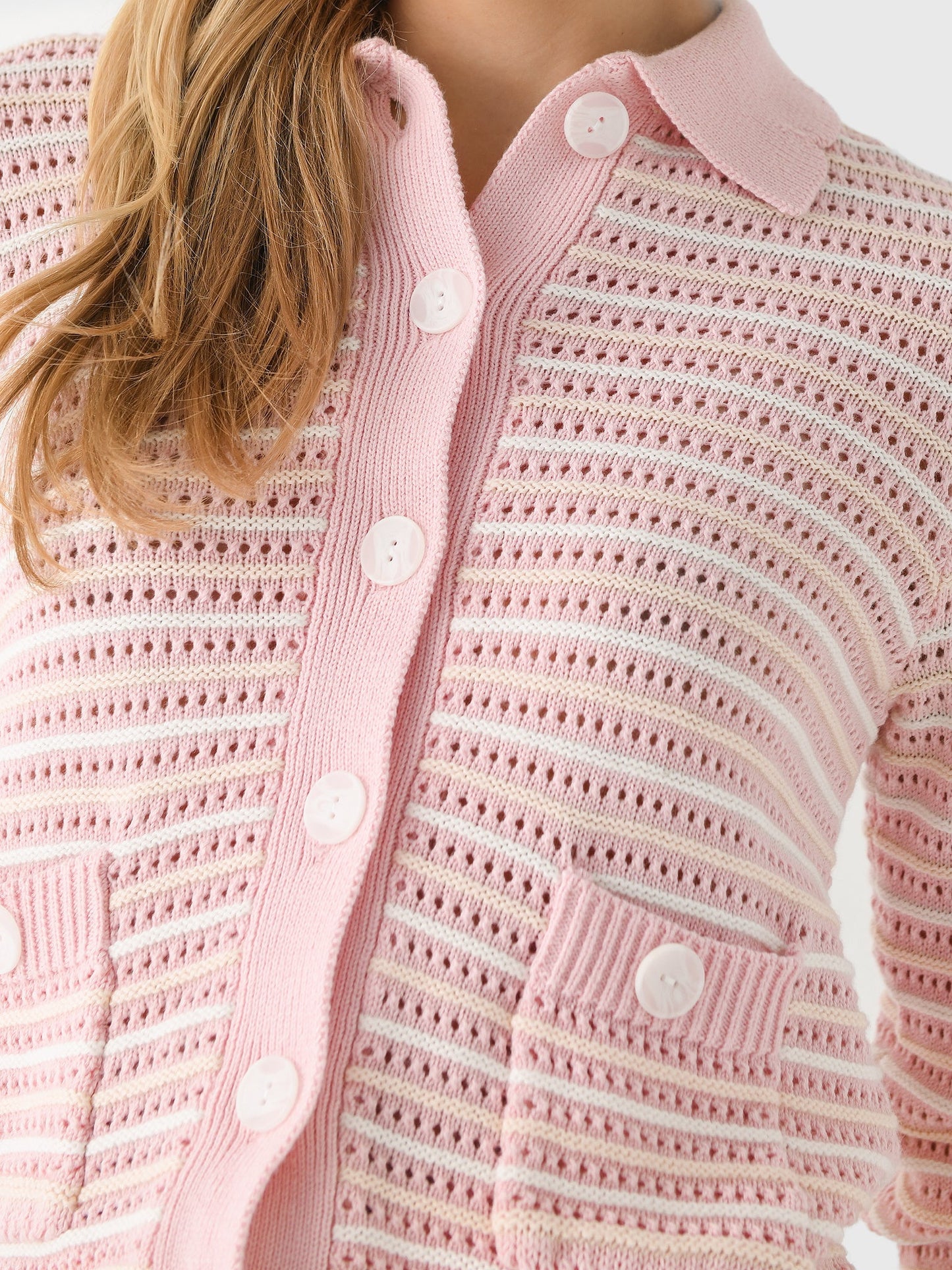 Matthew Bruch Women's Striped Mesh Cardigan