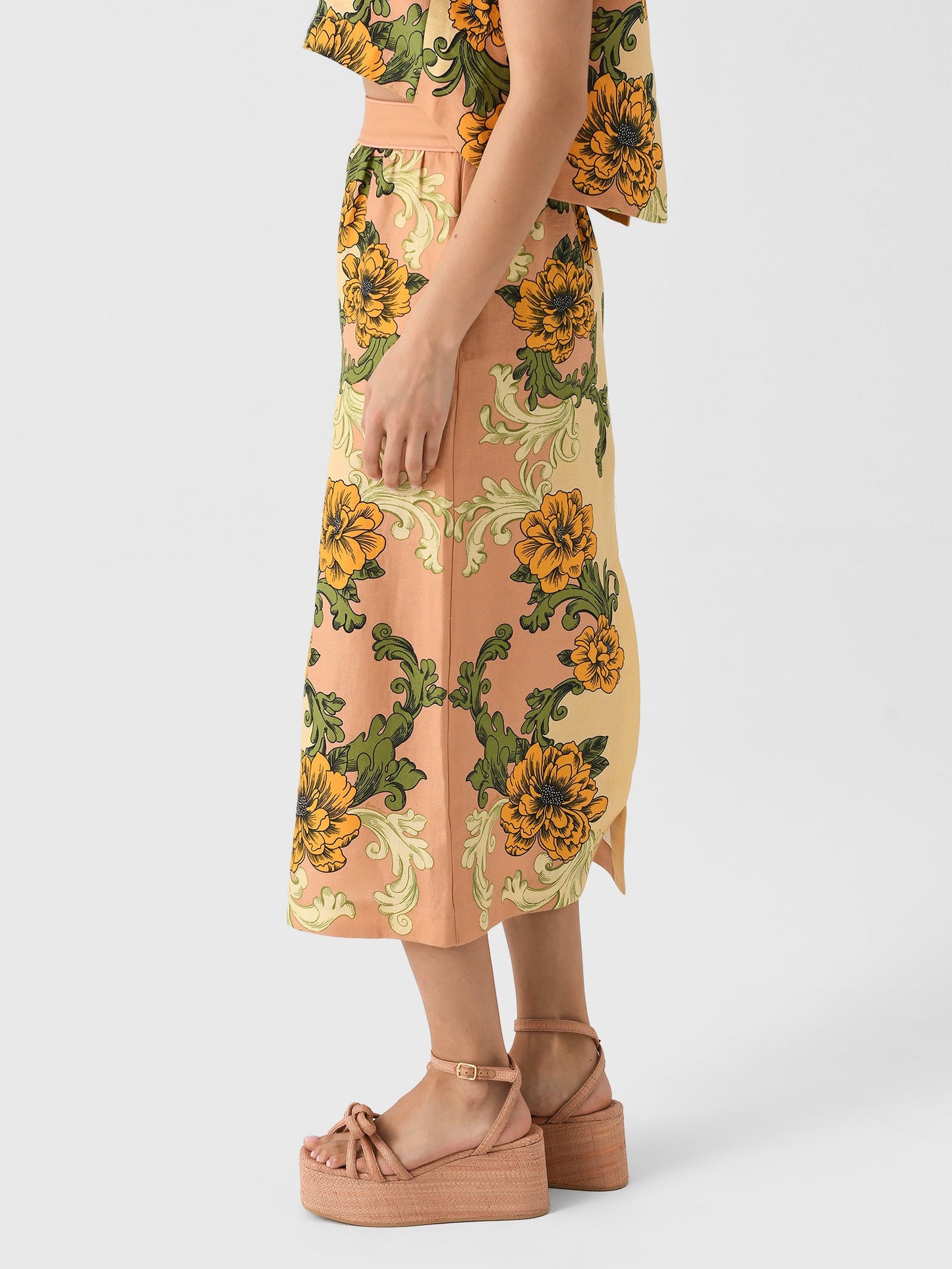 Farm Rio Women's Delicate Flower Arabesques Midi Skirt