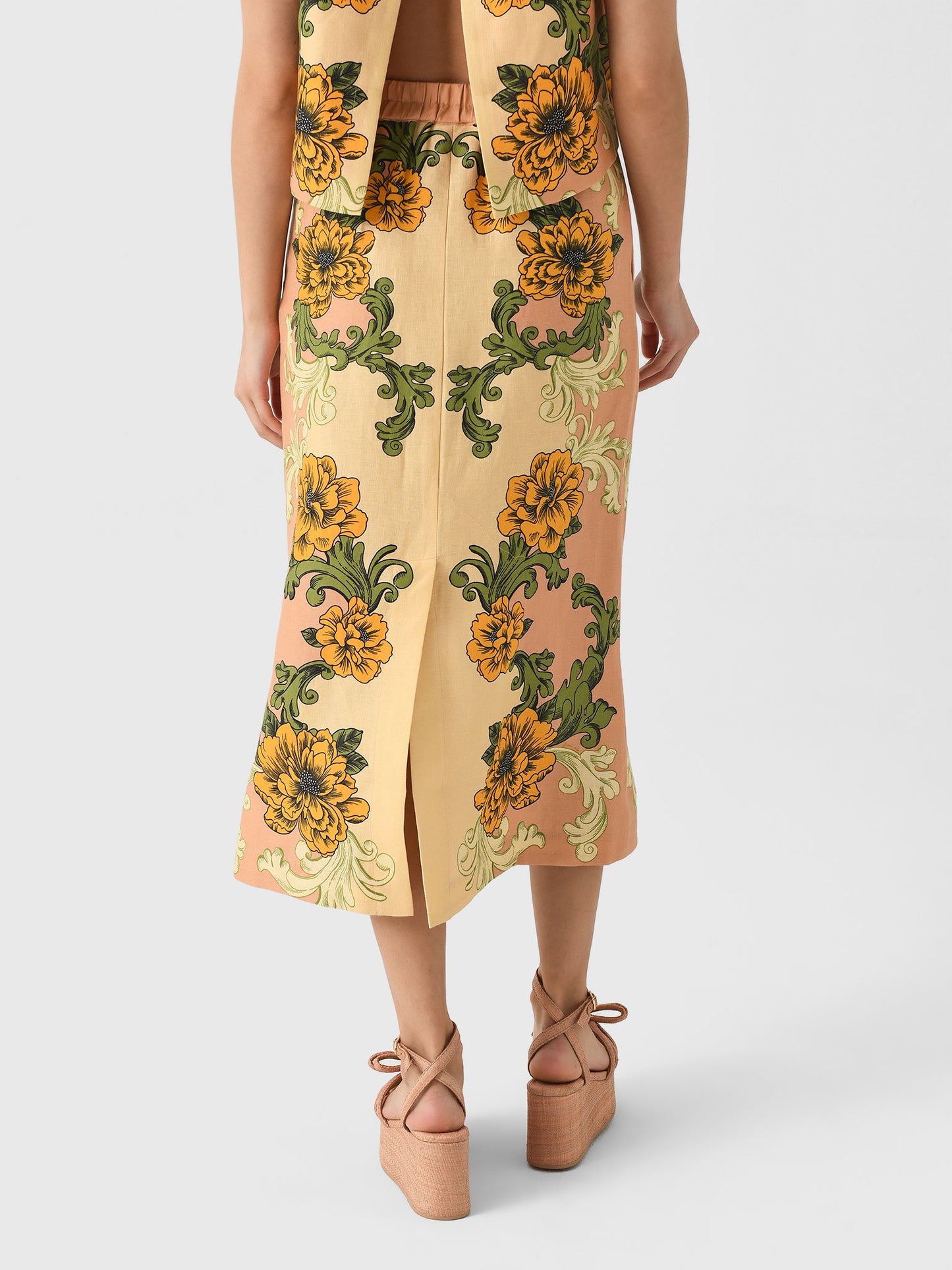 Farm Rio Women's Delicate Flower Arabesques Midi Skirt