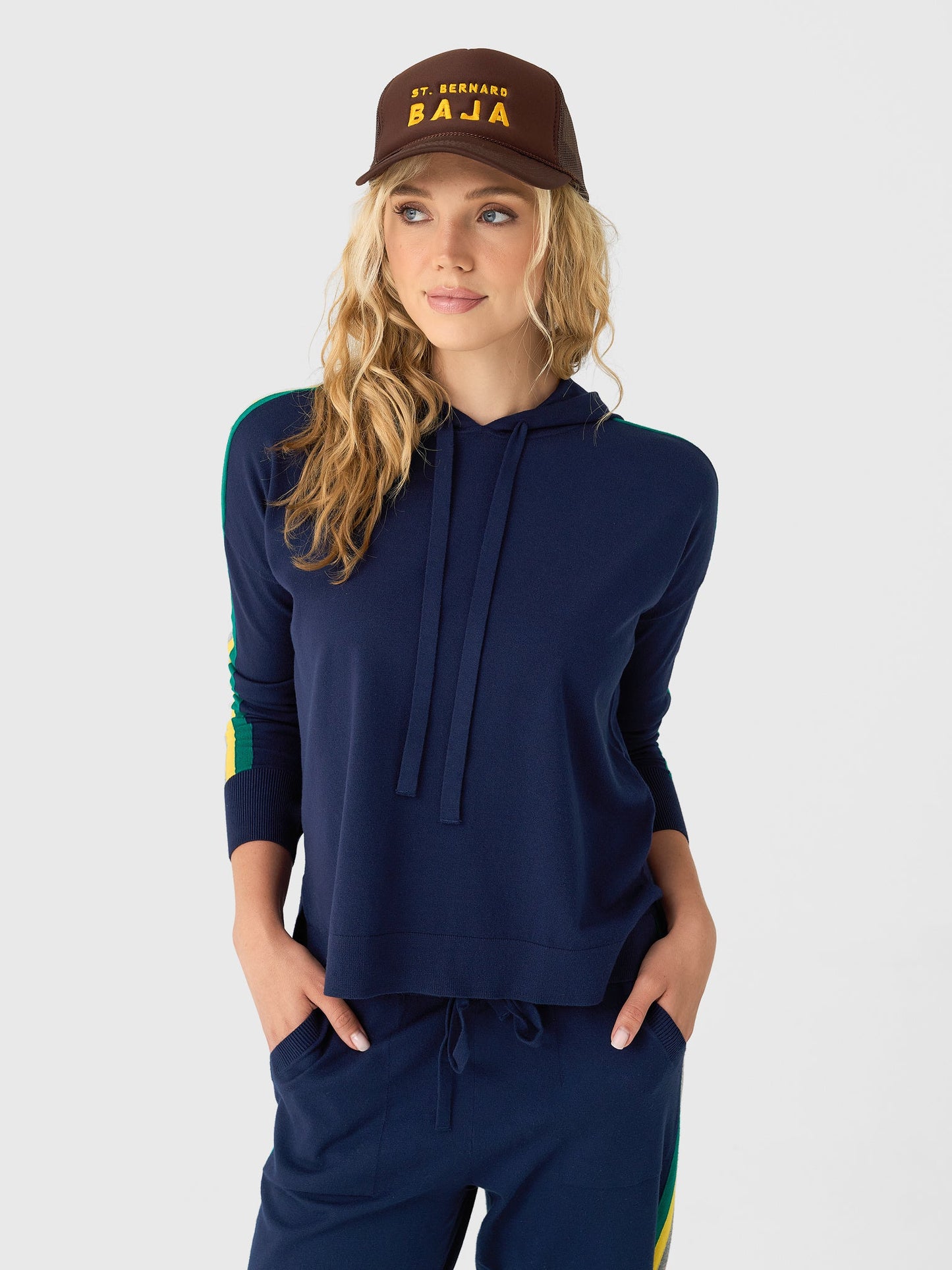 Eche Women's Solid Striped Hoodie