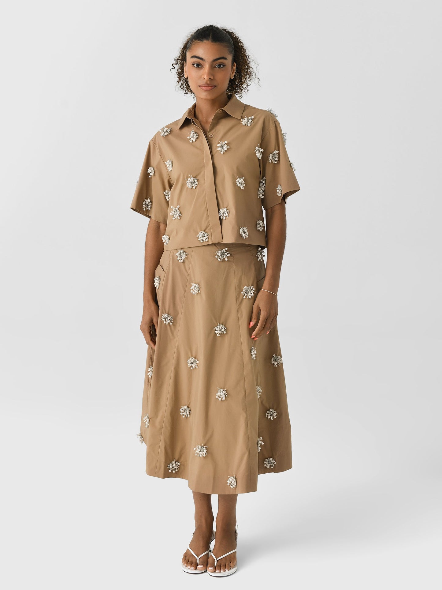 Simkhai Women's Cosmo Embellished Camp Shirt
