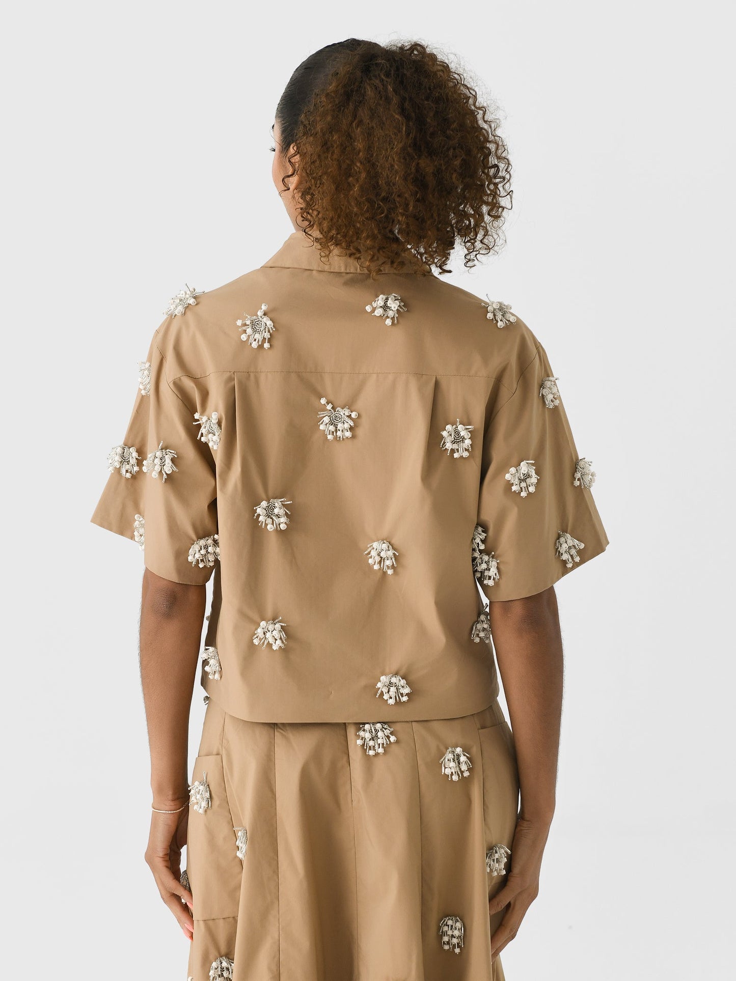 Simkhai Women's Cosmo Embellished Camp Shirt