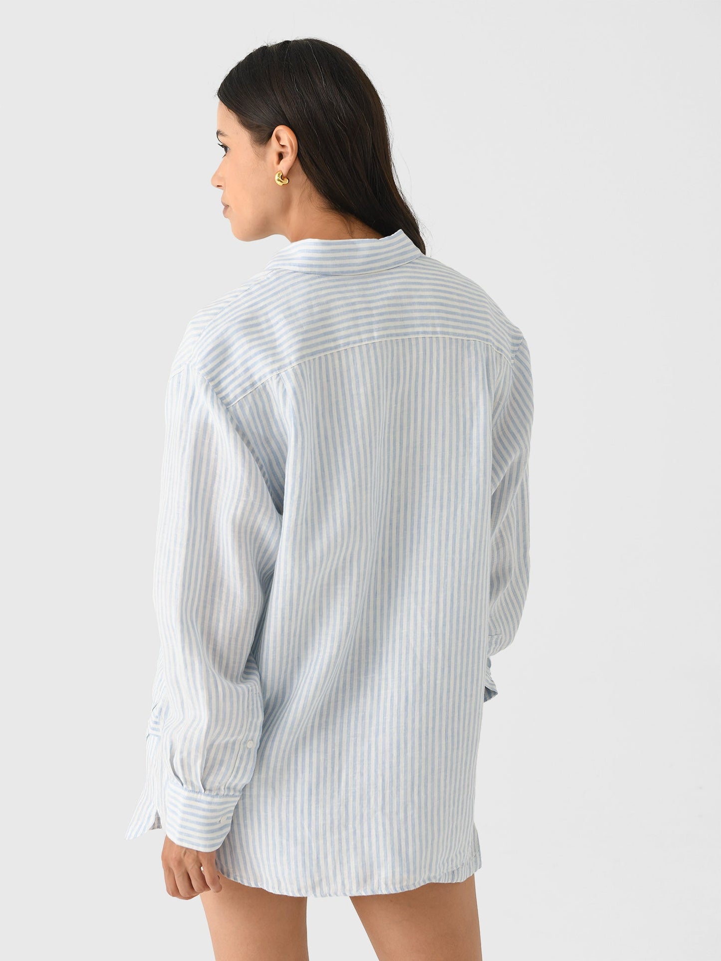 Lacoste Women's Oversized Striped Linen Shirt