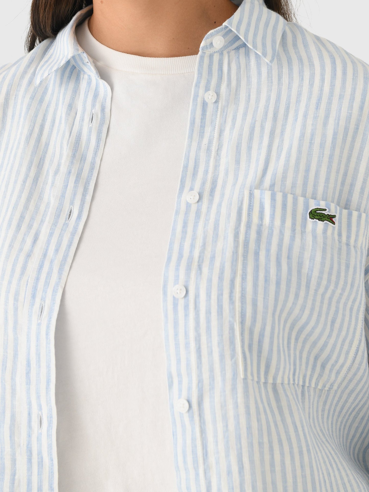 Lacoste Women's Oversized Striped Linen Shirt