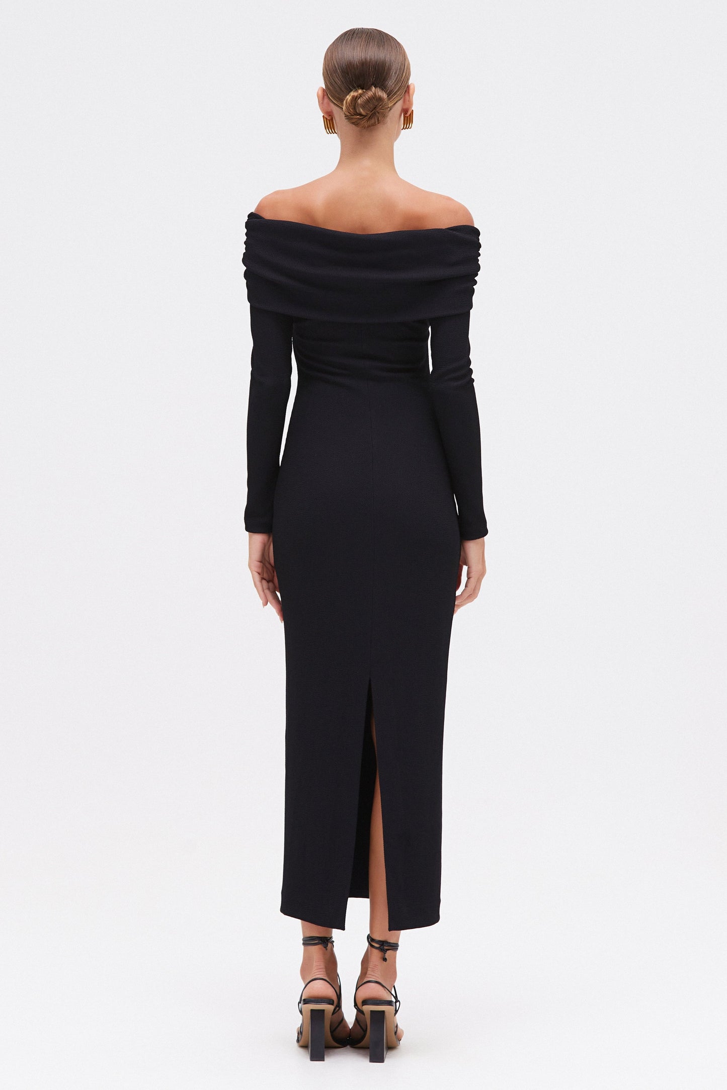 GRACE KNIT DRAPED MIDI DRESS