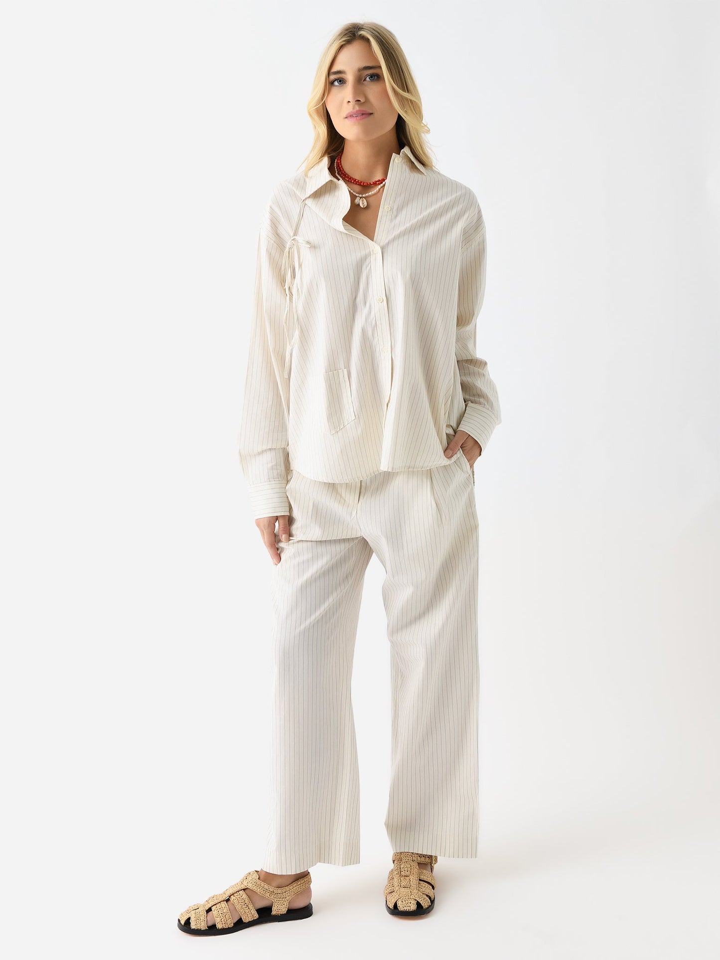 Deiji Studios Women's Lapel Bow Shirt
