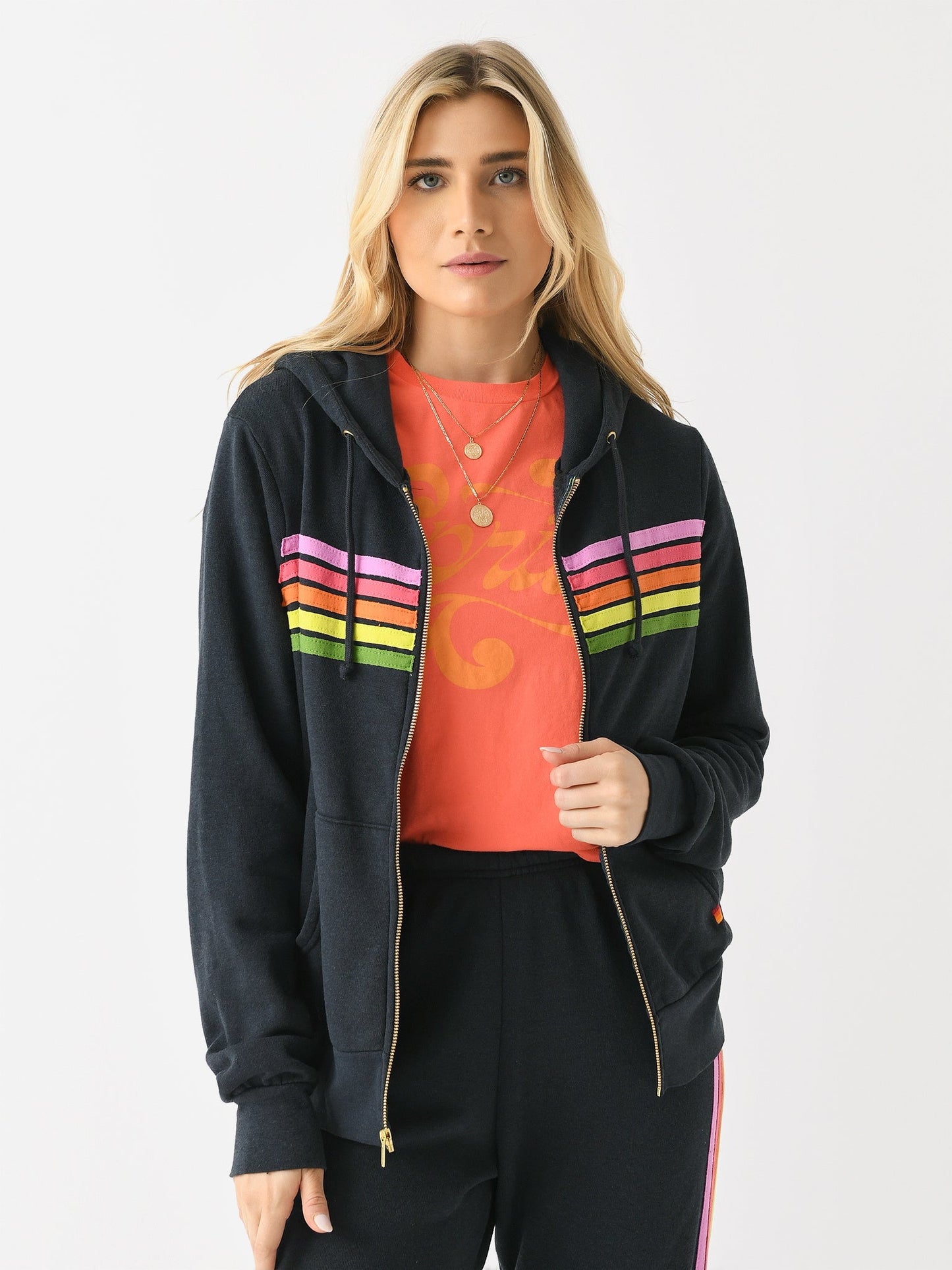 Aviator Nation Women's 5 Stripe Zip Hoodie