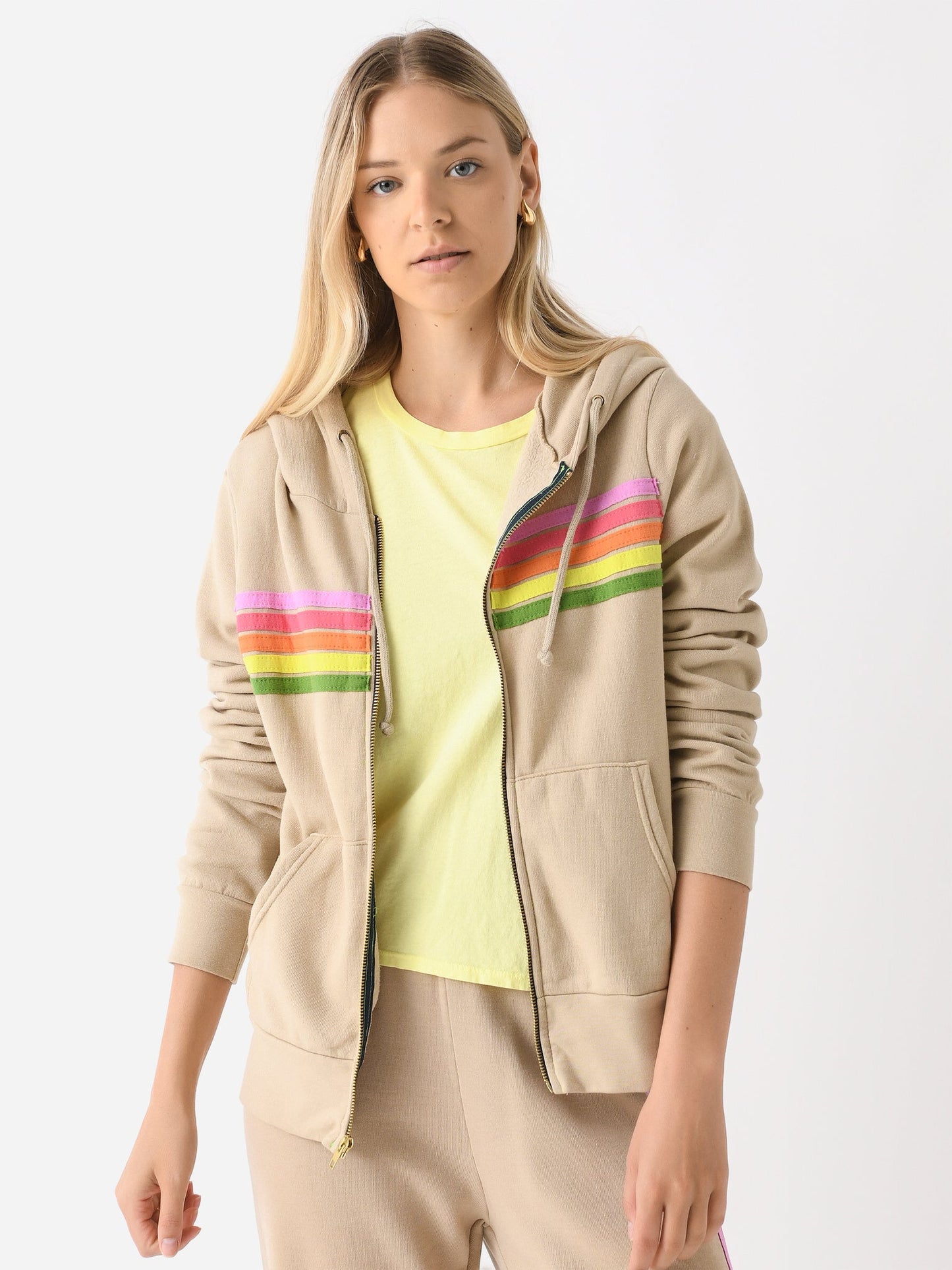 Aviator Nation Women's 5 Stripe Zip Hoodie
