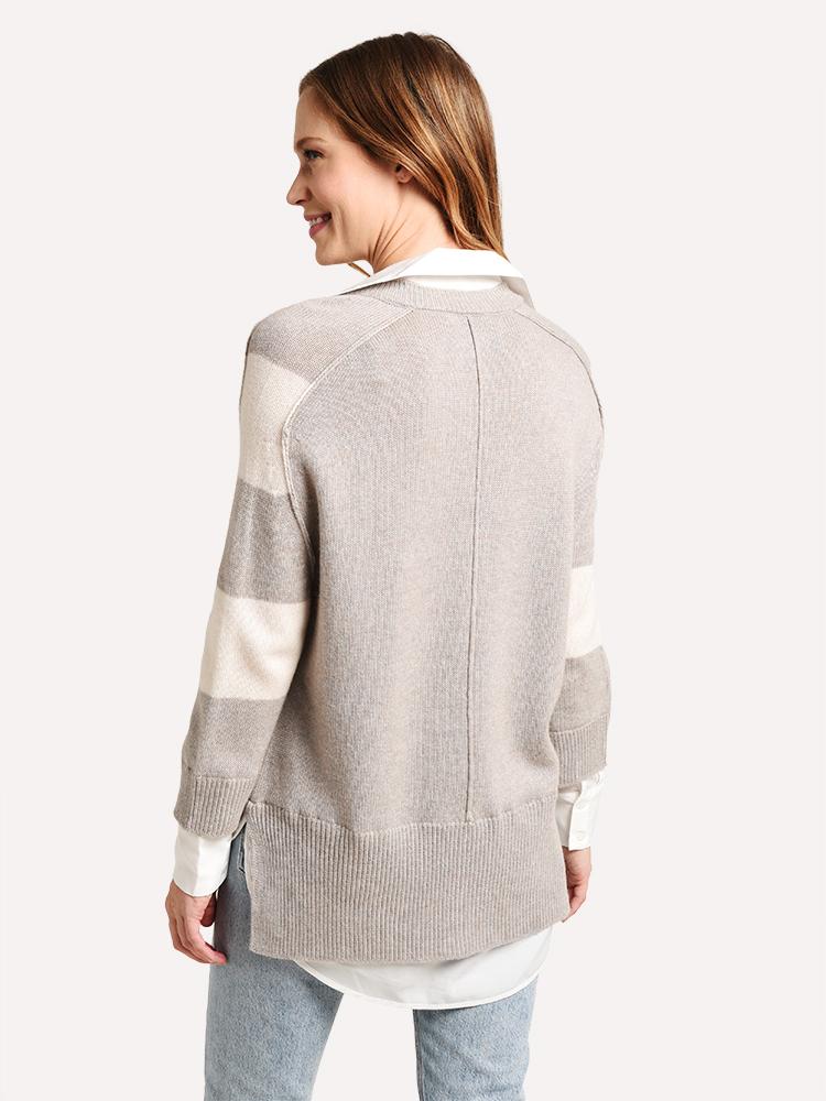 Brochu Walker Striped V Neck Layered Pullover