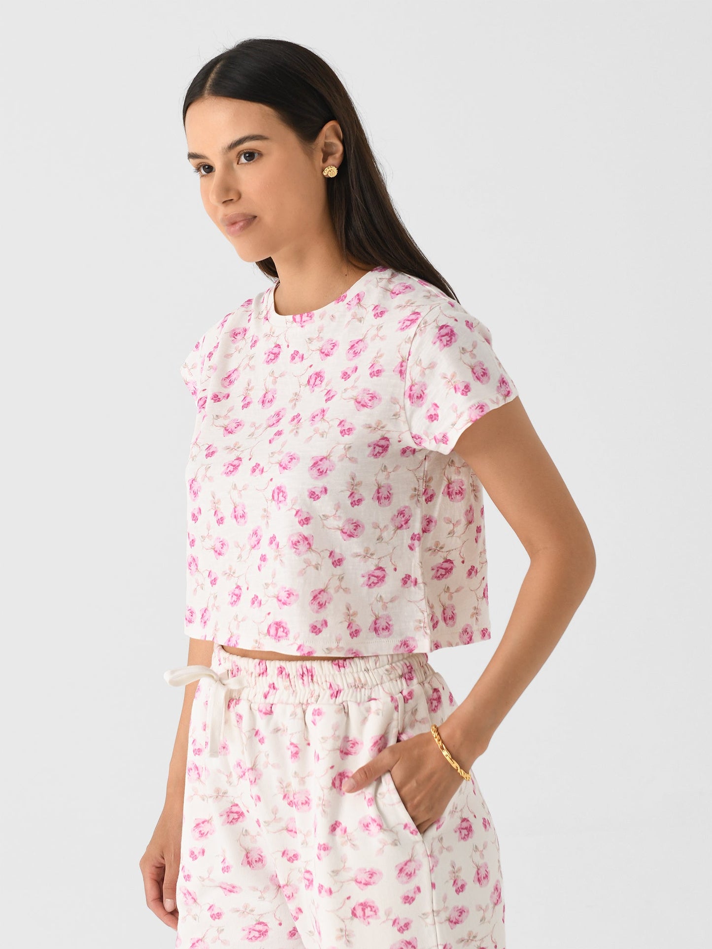 LoveShackFancy Women's Rubin Cropped Tee