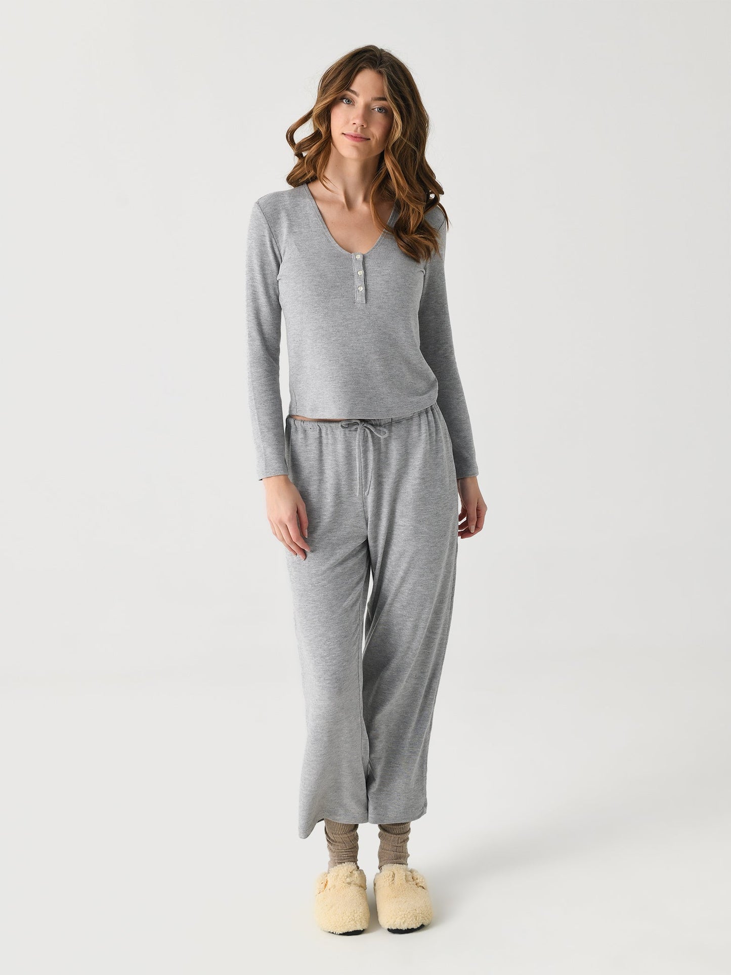 Leset Women's Lauren V-Neck Henley