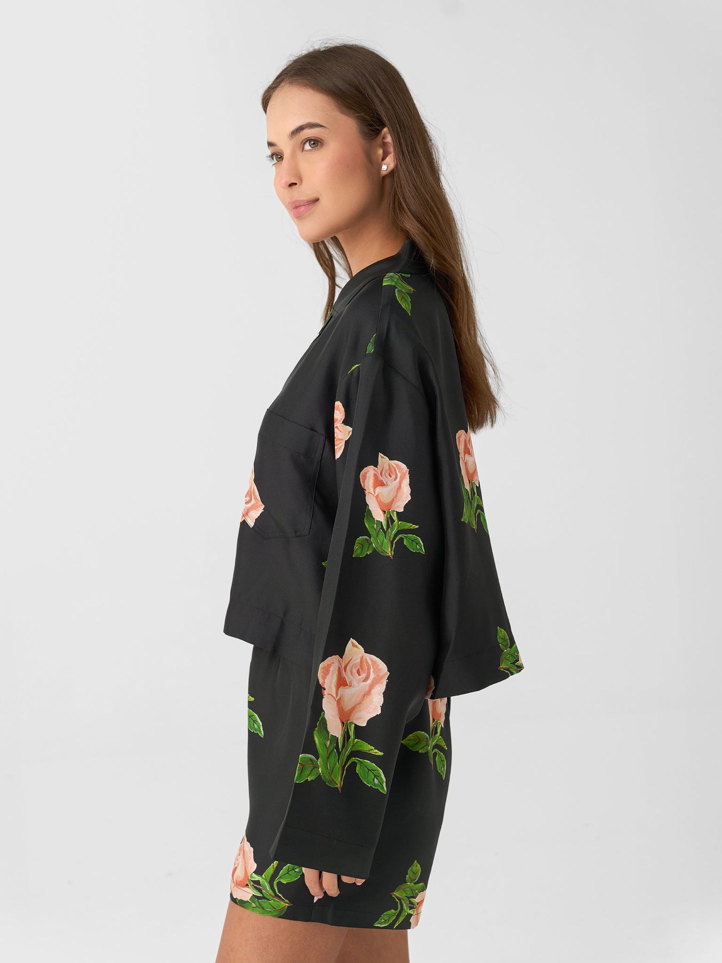 Nanushka Women's Vally Cropped Silk Shirt