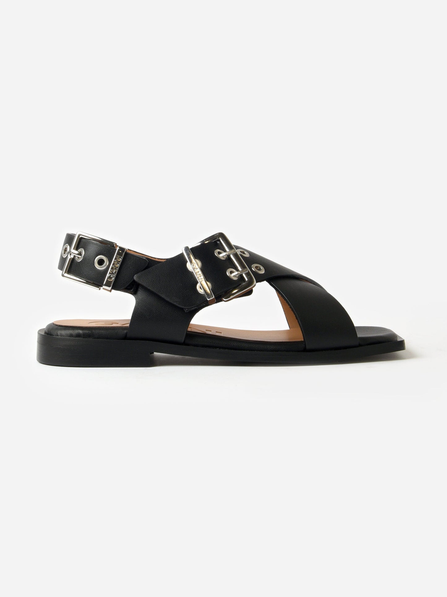 GANNI Women's Feminine Buckle Cross Strap Sandal