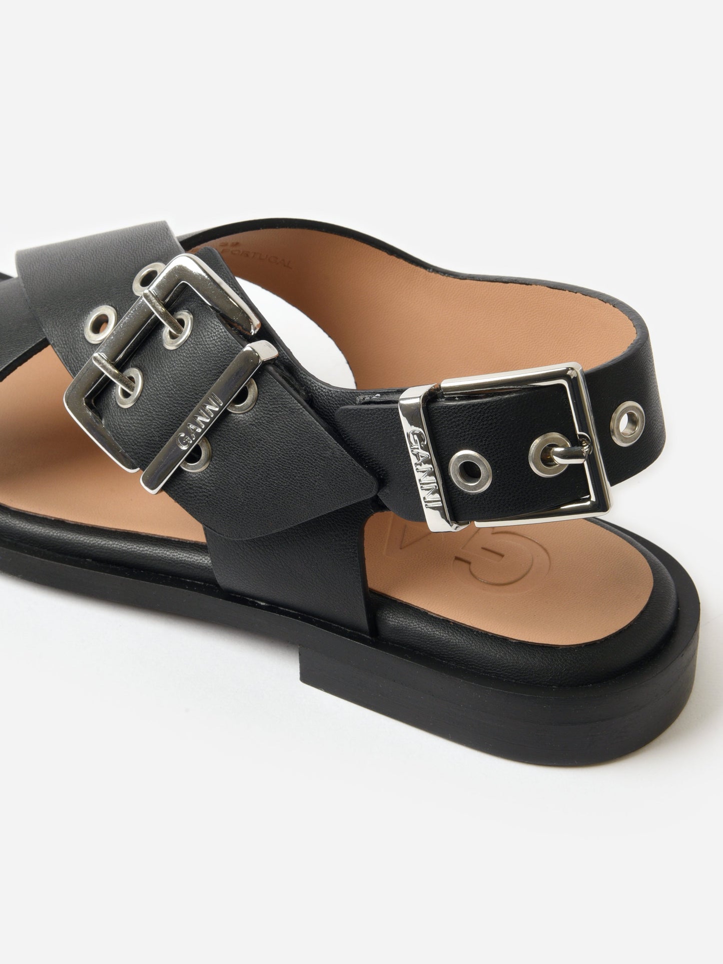 GANNI Women's Feminine Buckle Cross Strap Sandal