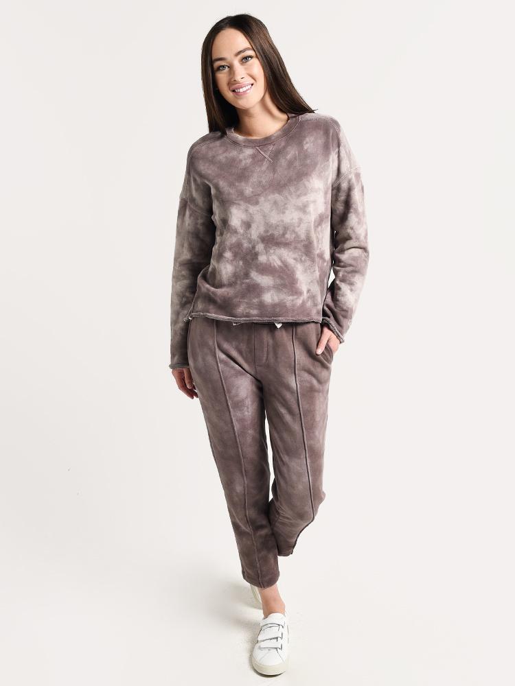ATM Women's Tie Dye French Terry Pull-On Cropped Pant