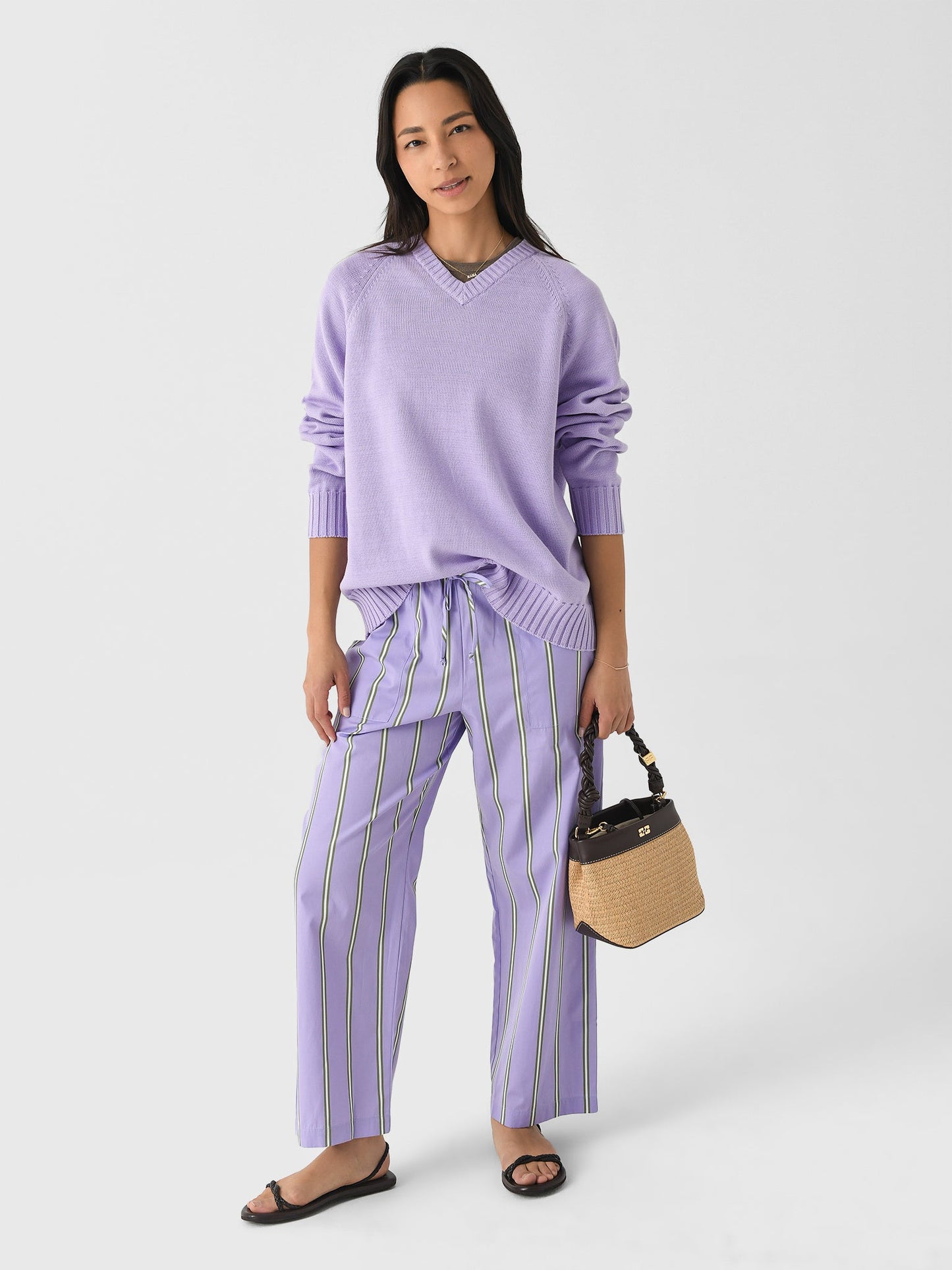 DONNI. Women's The Cotton Knit V-Neck Sweater