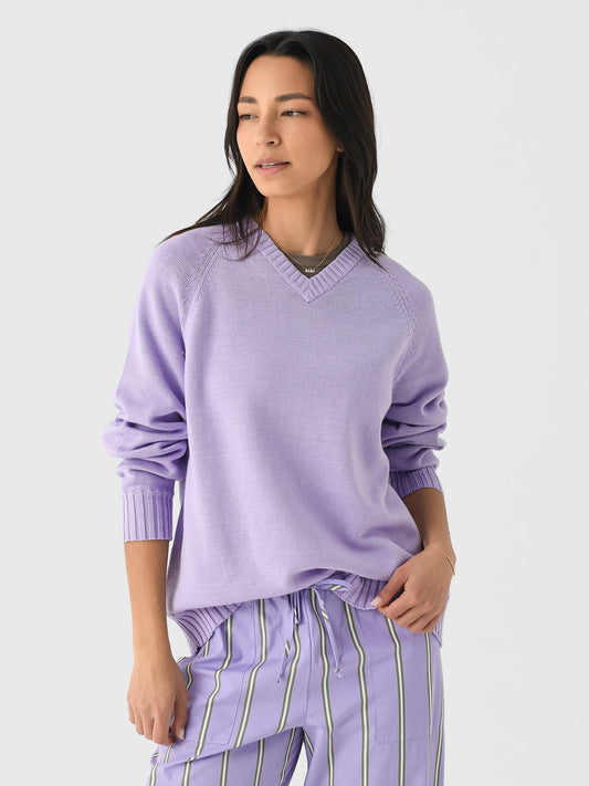 DONNI. Women's The Cotton Knit V-Neck Sweater