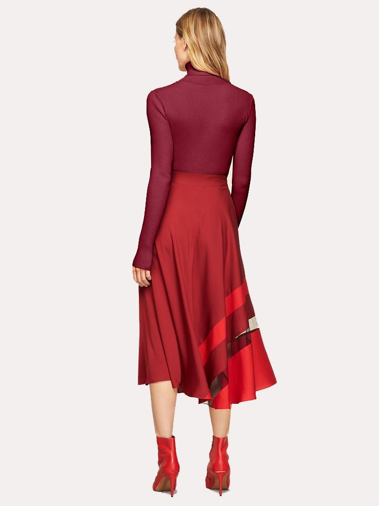 Milly Stretch Silk Insert Combo Skirt