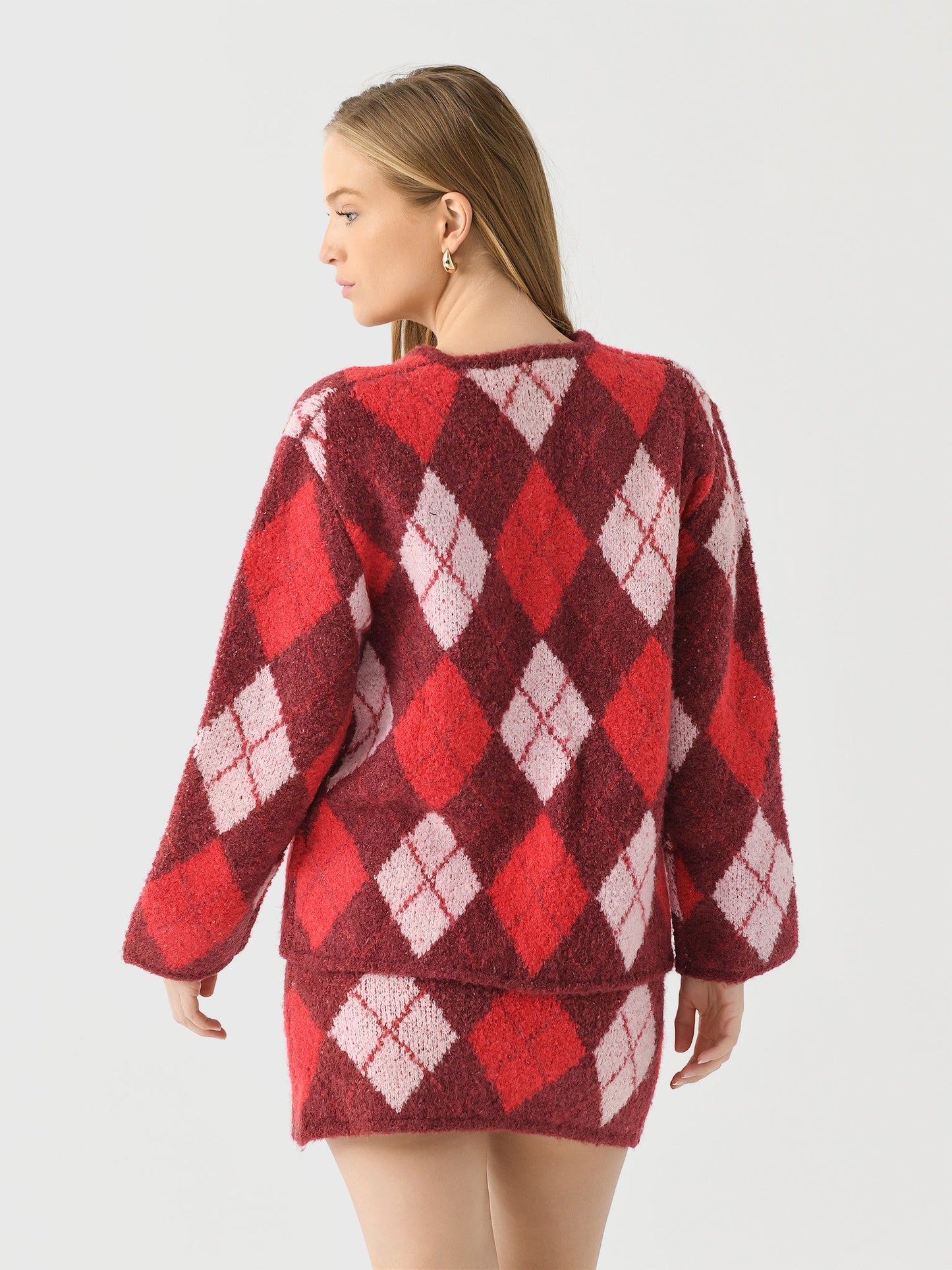 Kitri Women's Pandora Argyle Knit Cardigan