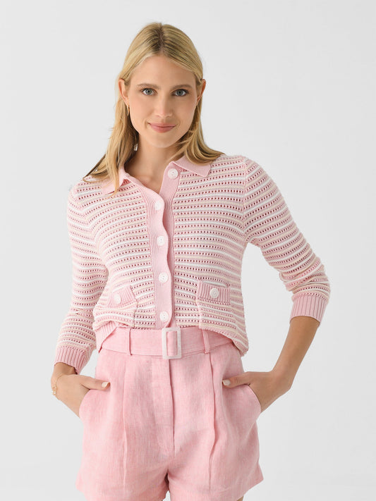 Matthew Bruch Women's Striped Mesh Cardigan