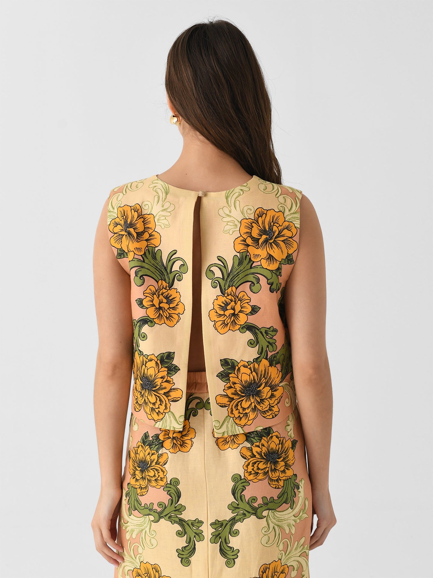 Farm Rio Women's Delicate Flower Arabesques Crop Top