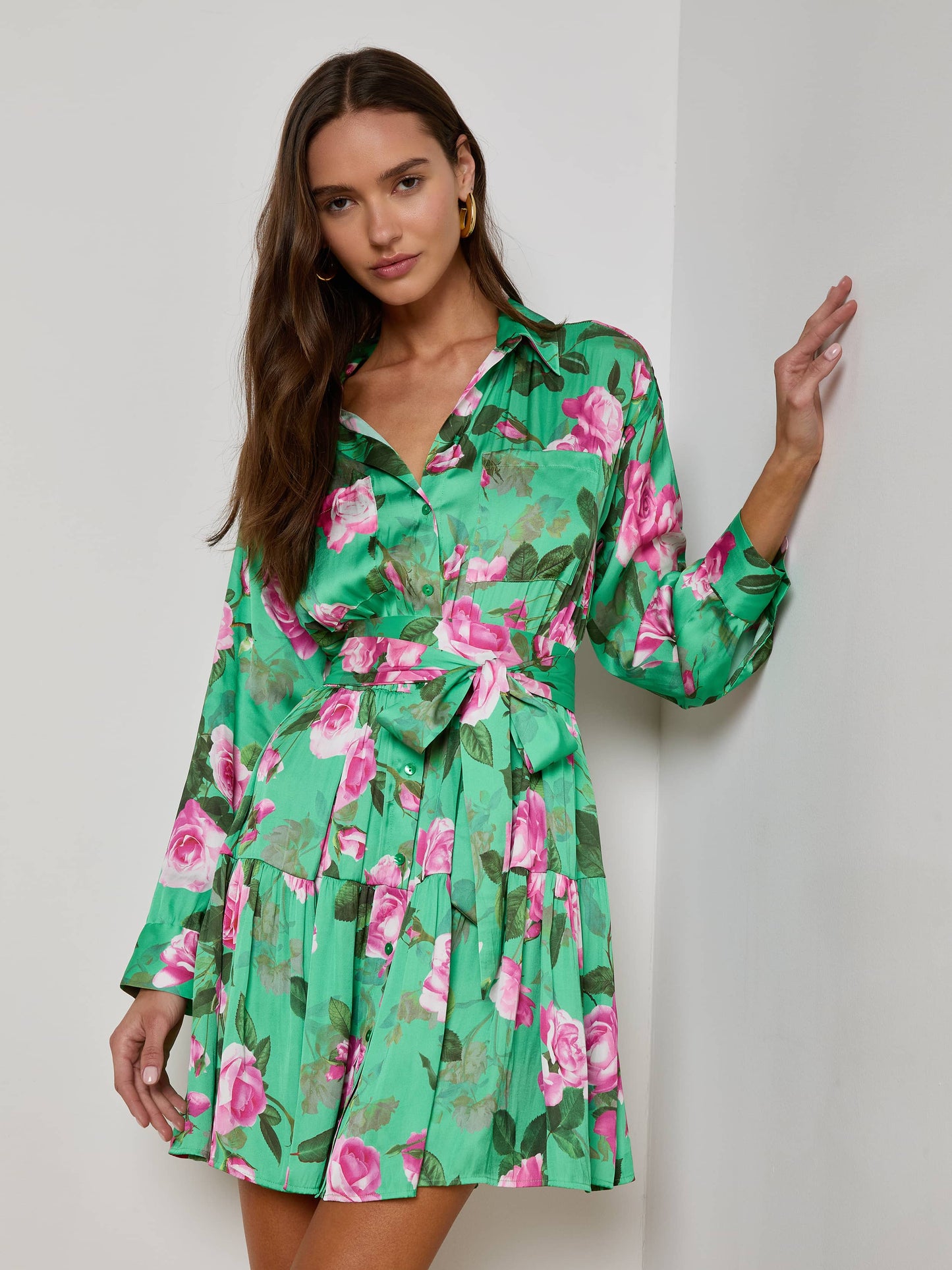 Virlen Satin Shirt Dress