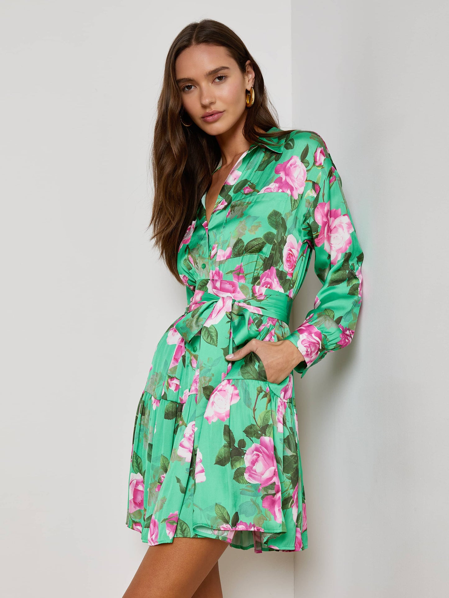 Virlen Satin Shirt Dress