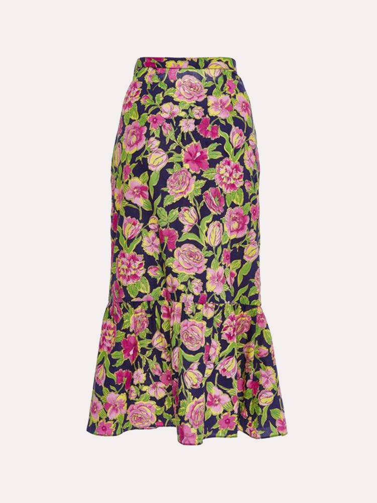 MDS Stripes Pencil Skirt with Ruffle