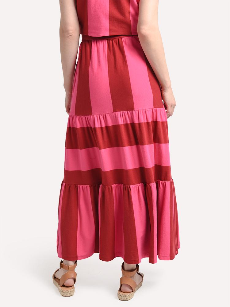 MDS Stripes Knit Tiered Skirt
