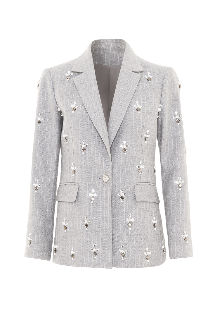METALLIC PINSTRIPE BLAZER