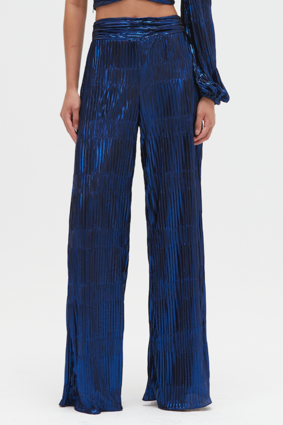 METALLIC PLISSE PANT