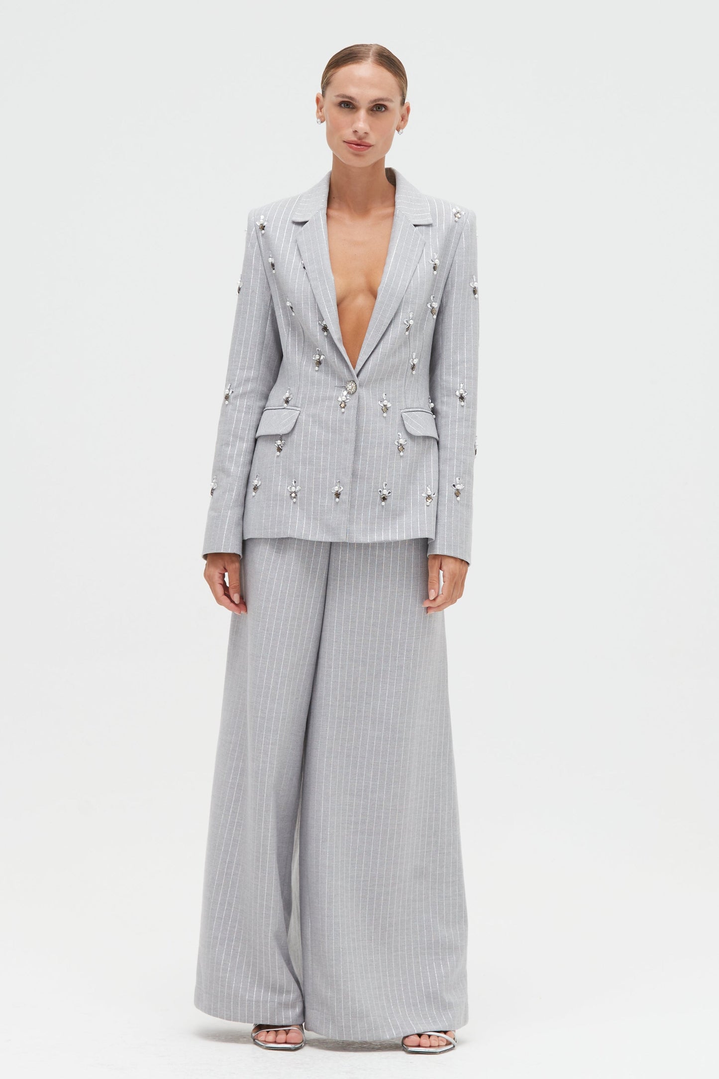 METALLIC PINSTRIPE BLAZER
