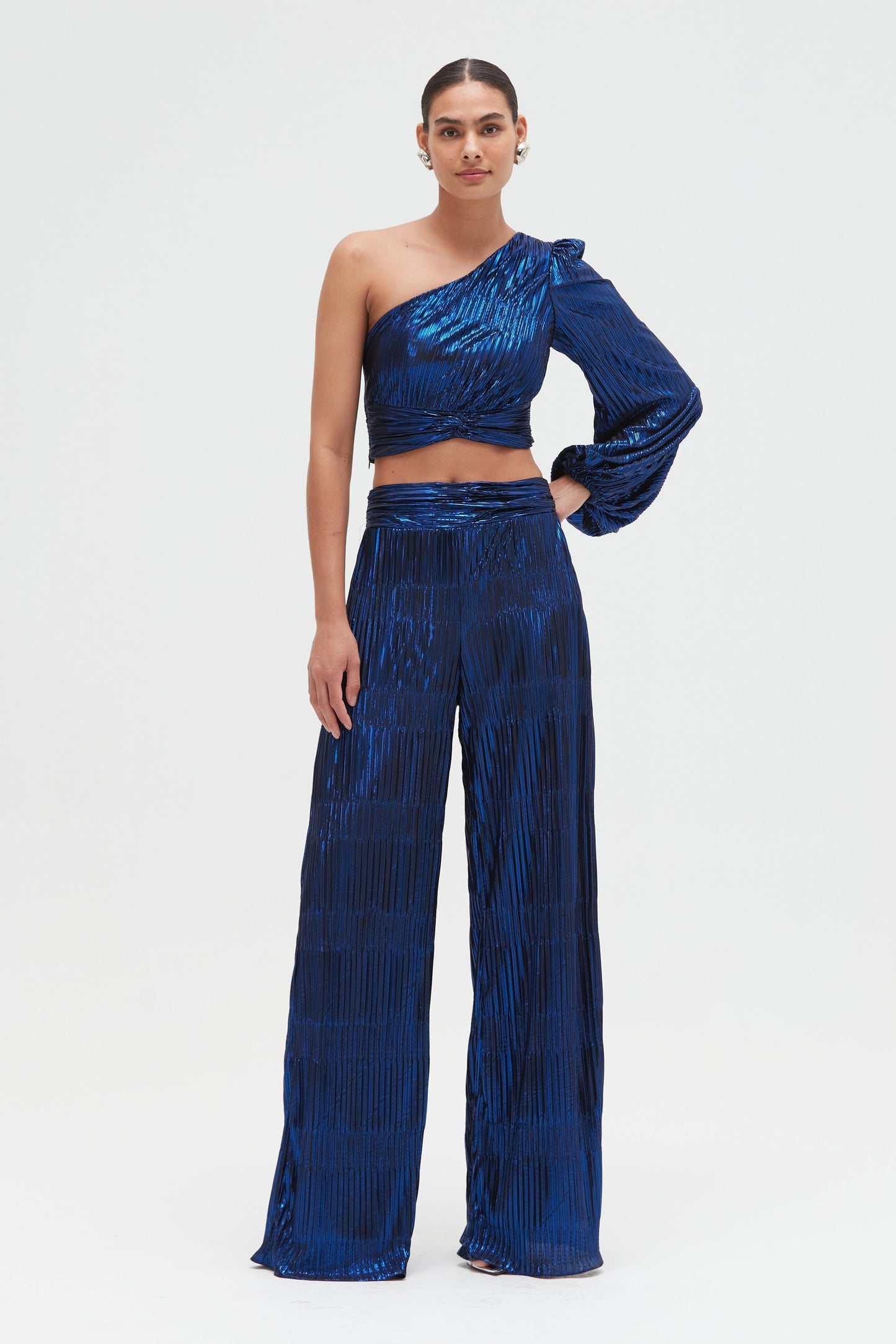 METALLIC PLISSE PANT
