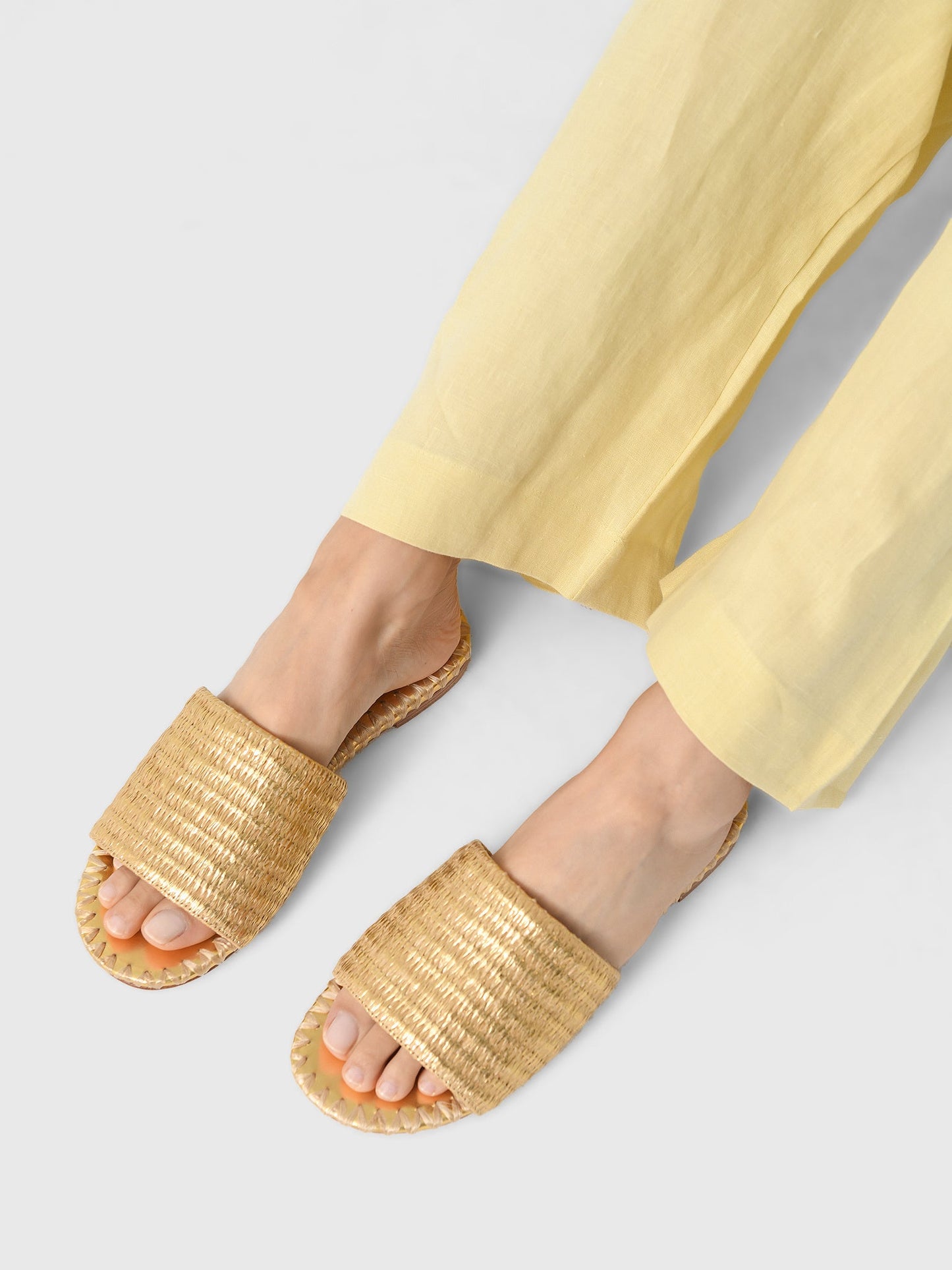Simon Miller Women's Metallic Raffia Salerno Slide Sandal