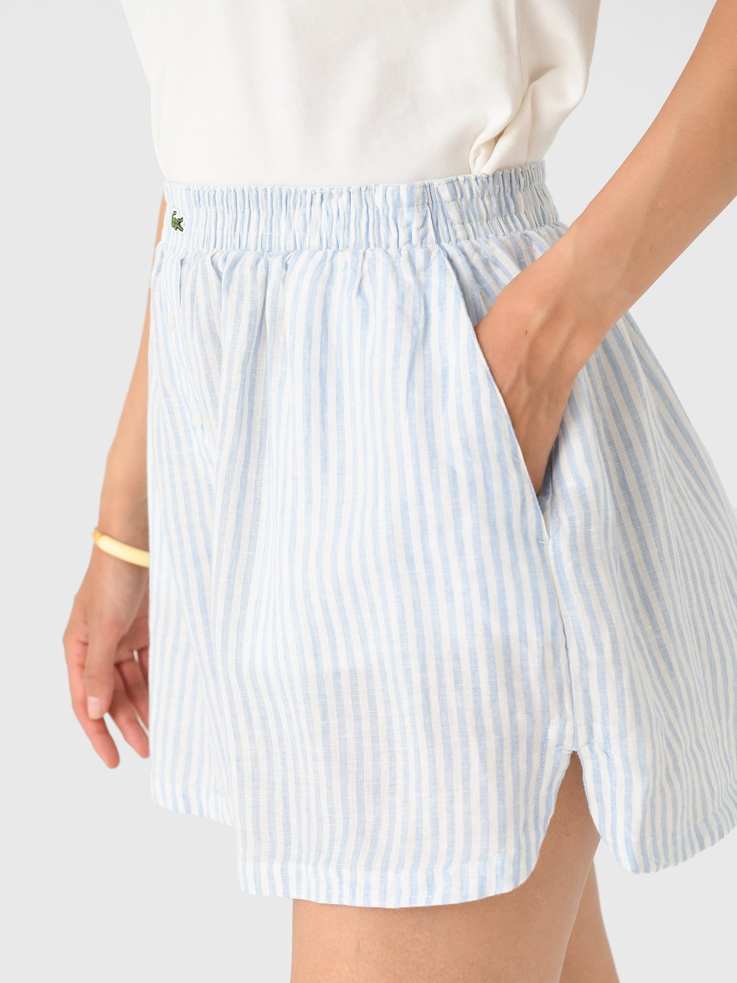 Lacoste Women's Relaxed Fit Striped Linen Short
