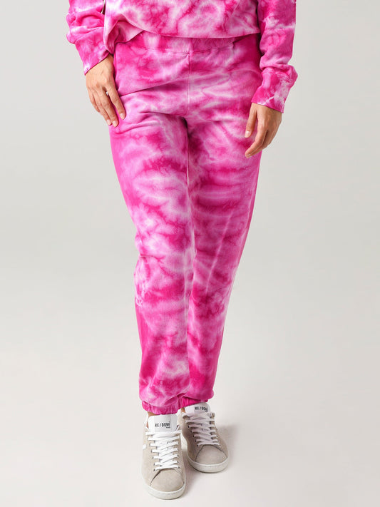 Monrow Women's Crystal Tie-dye Boyfriend Sweatpant