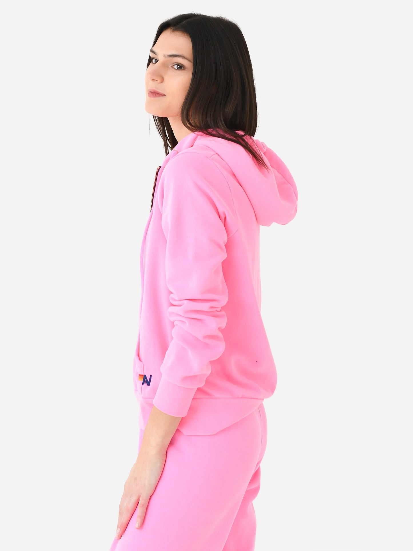 Aviator Nation Women's Rainbow Embroidery Zip Hoodie