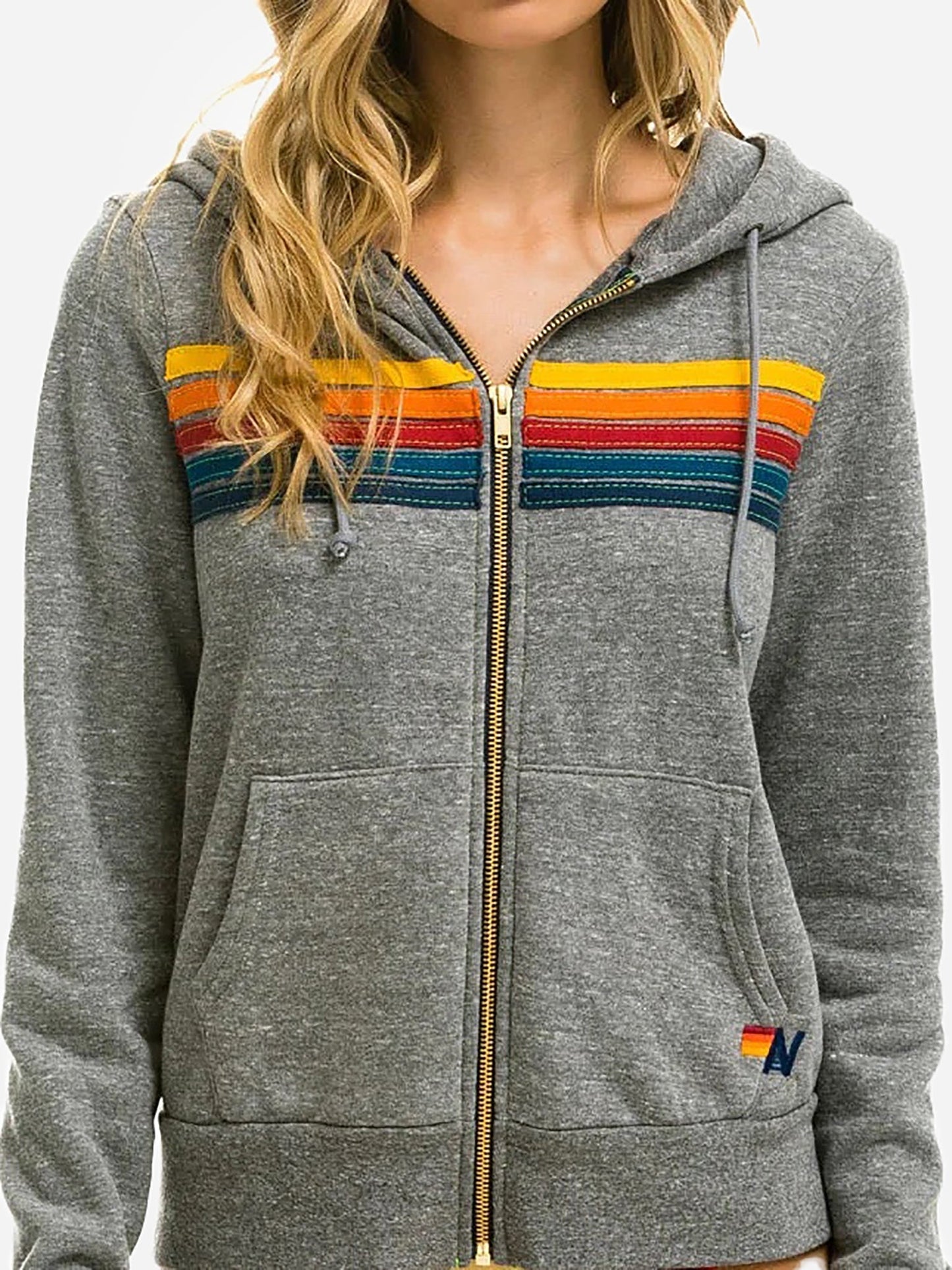 Aviator Nation Women's 5 Stripe Zip Hoodie