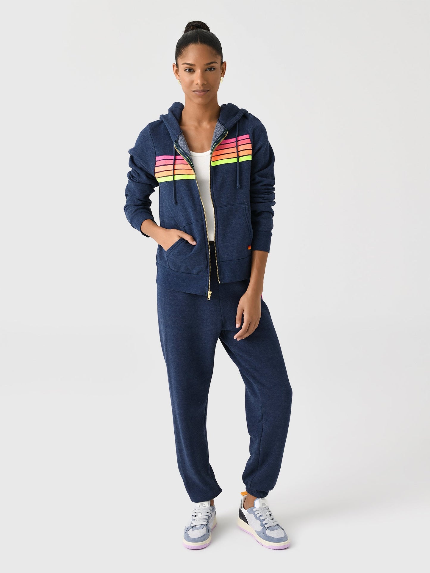 Aviator Nation Women's 5 Stripe Zip Hoodie