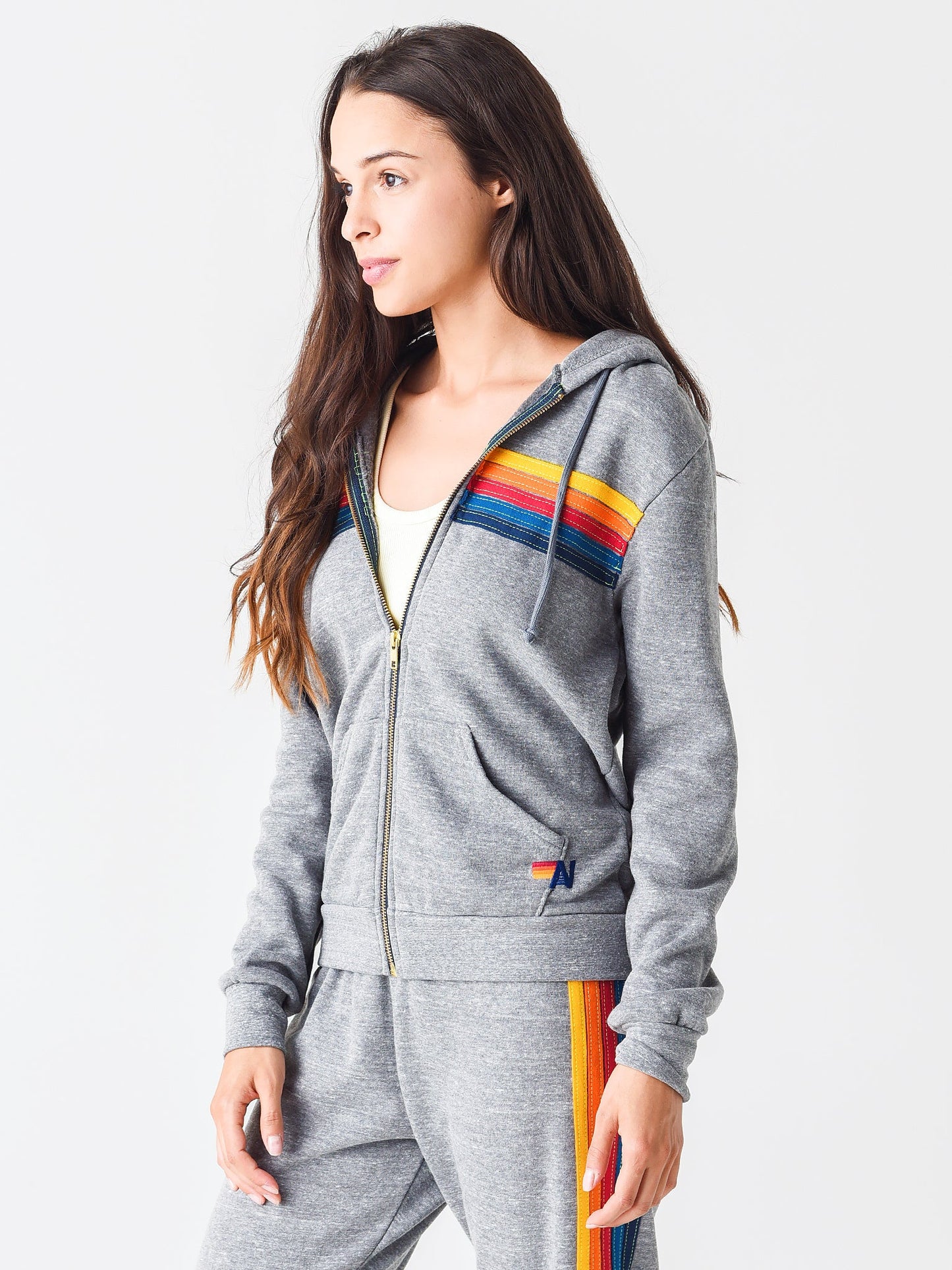 Aviator Nation Women's 5 Stripe Zip Hoodie