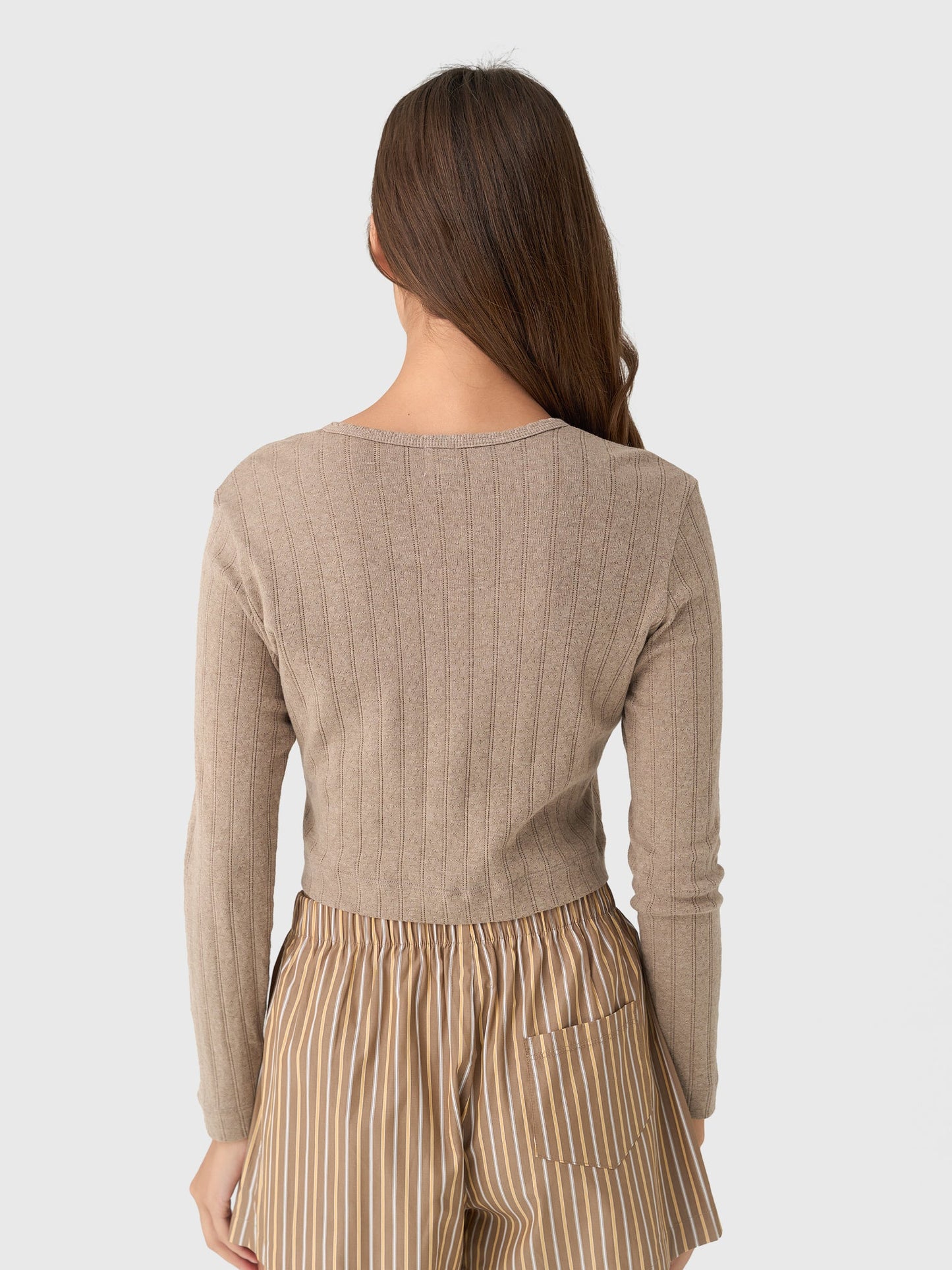 Leset Women's Pointelle Crop Cardigan