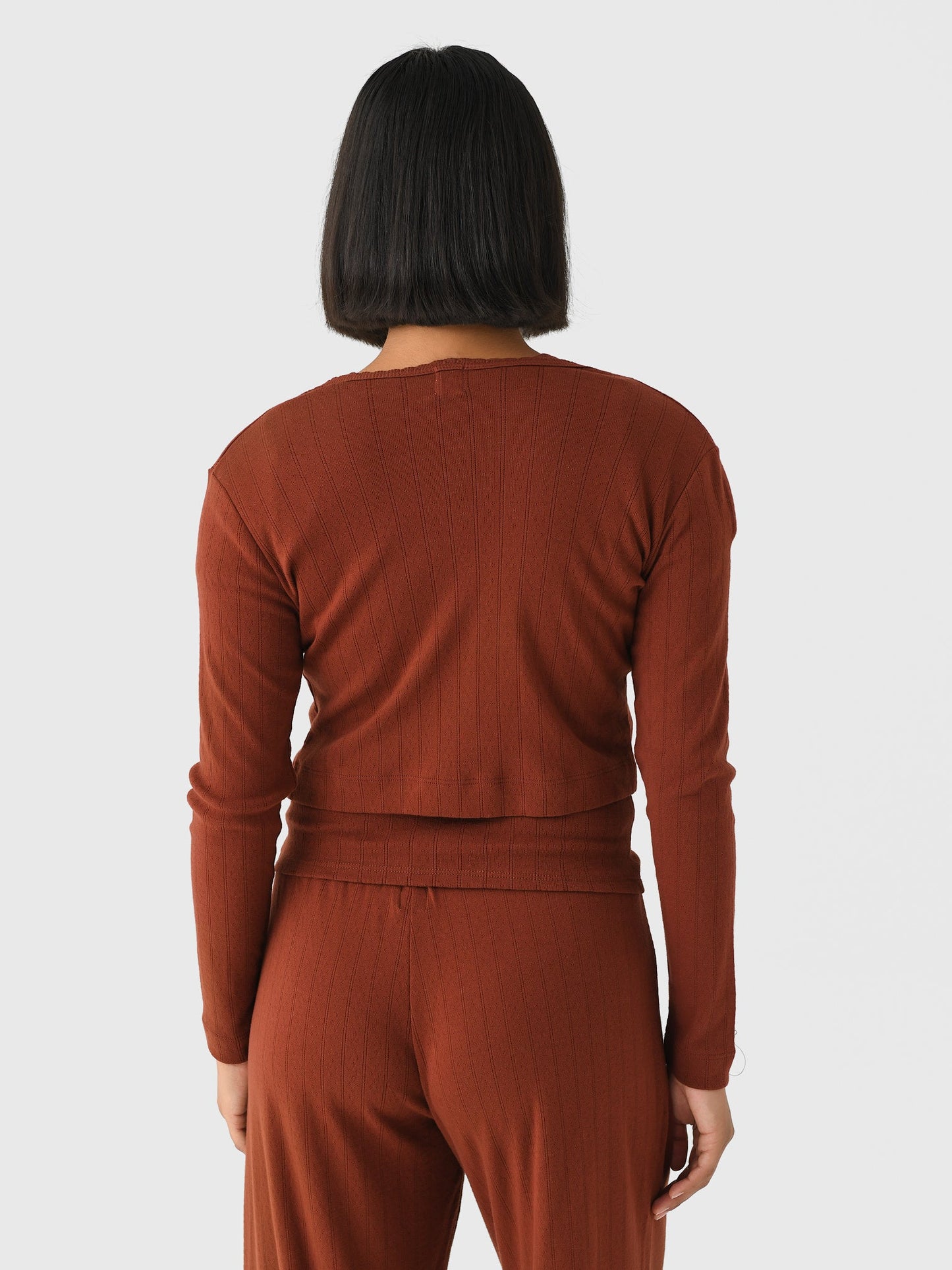 Leset Women's Pointelle Crop Cardigan