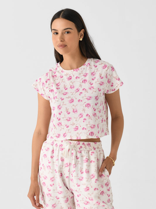LoveShackFancy Women's Rubin Cropped Tee