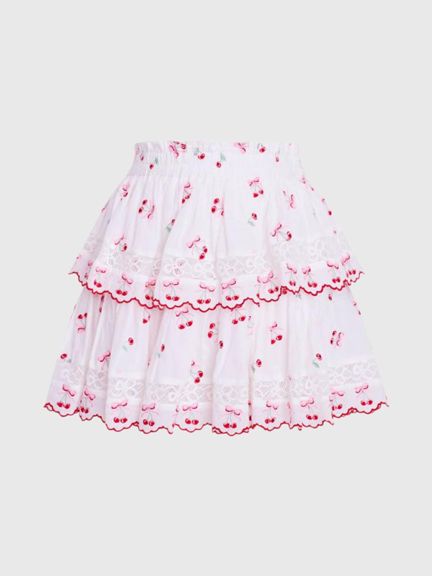 LoveShackFancy Women's Ruffle Mini Cherry Skirt
