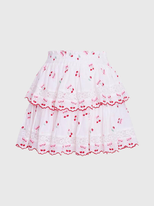 LoveShackFancy Women's Ruffle Mini Cherry Skirt